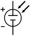 The schematic symbol of a solar cell