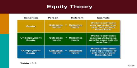 Equity theory of motivation questionnaire report