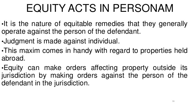 Equity Acts in Personam