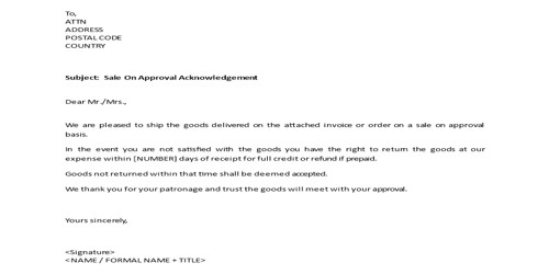 Sample Acknowledgement of Sale Letter Format - Assignment ...