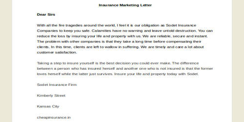 Sample Insurance Marketing Sales Letter Format - Assignment Point