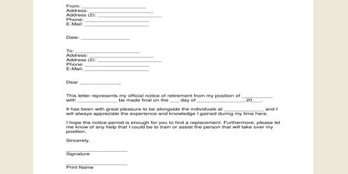 Sample Retirement Request Letter Format - Assignment Point