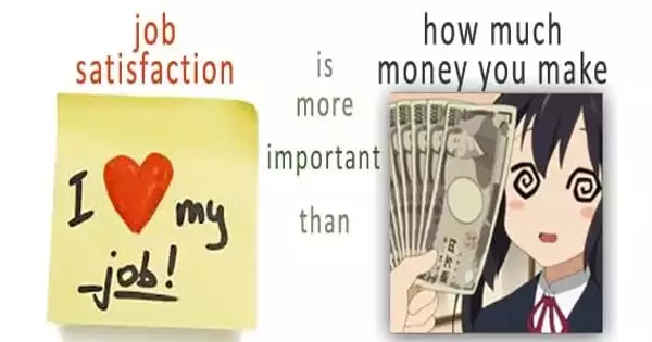 Enjoying a Job holds more importance to Earning a Great Deal of Money